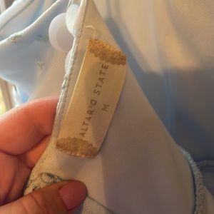 WORN ONCE - Altard State Aurora floral mesh babydoll dress baby blue